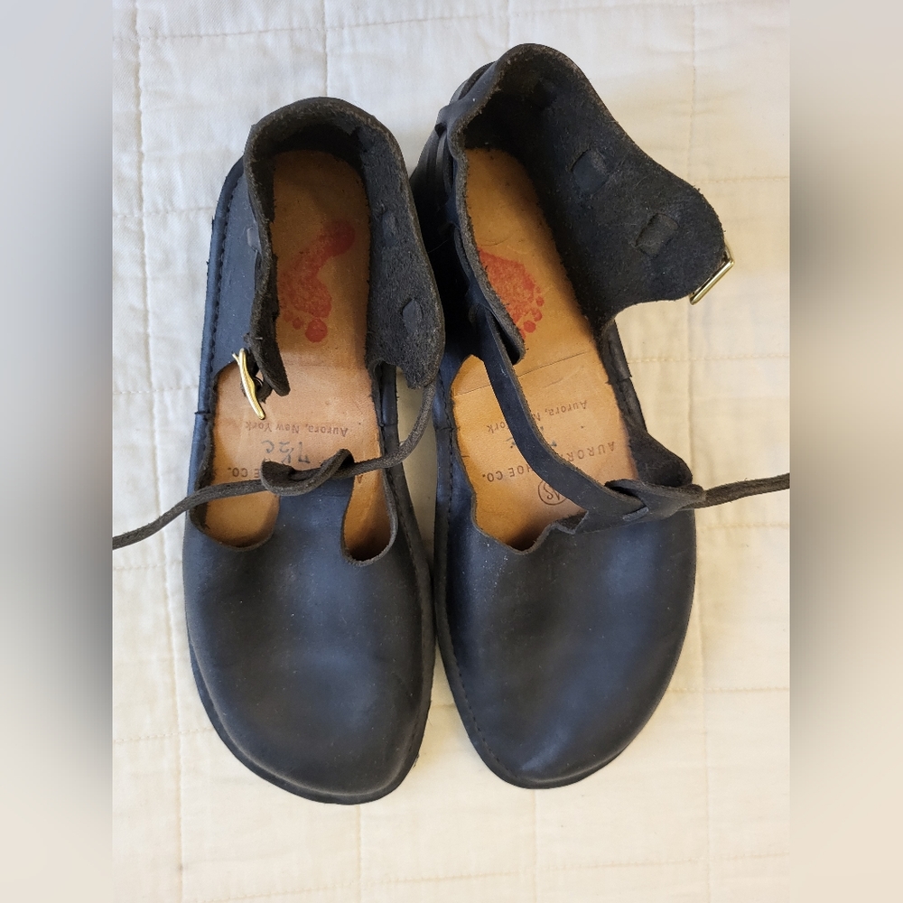 Black Leather T-Straps